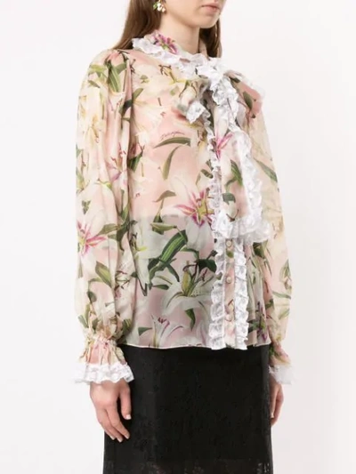 Shop Dolce & Gabbana Lily Print Blouse In Pink