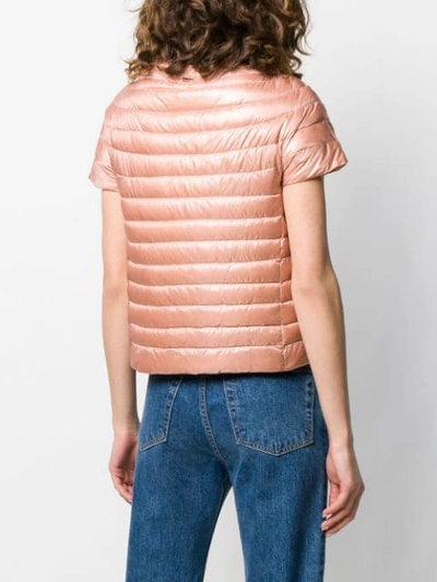 Shop Herno Short-sleeved Padded Jacket - Pink