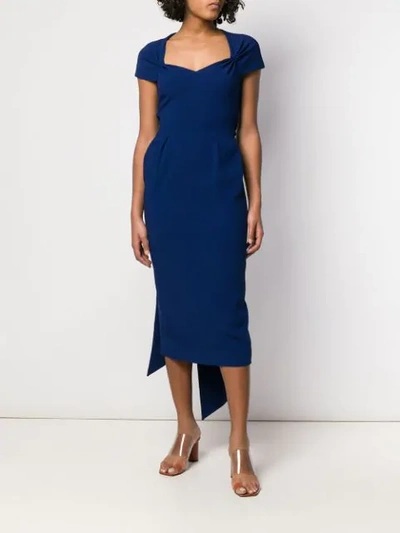 Shop Stella Mccartney Cinched Midi Dress In Blue