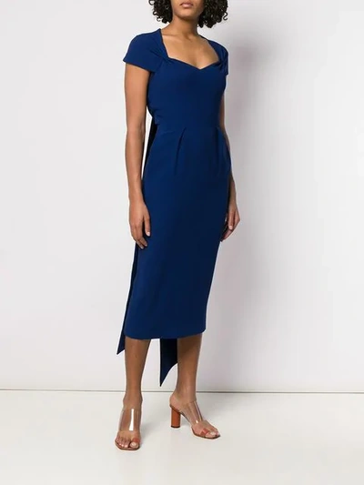 Shop Stella Mccartney Cinched Midi Dress In Blue