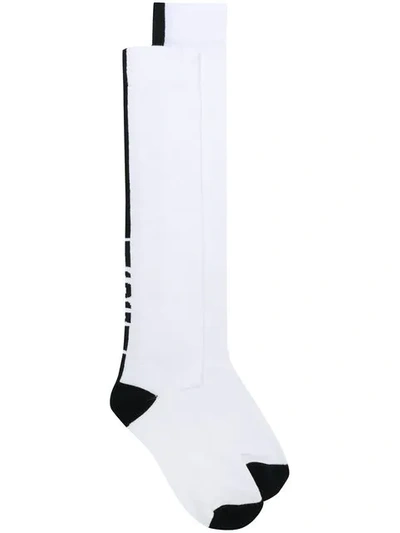 Shop Msgm Logo Patch Socks In White