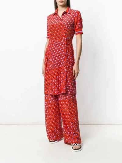 Shop Tomas Maier Printed Asymmetric Shirt Dress - Red