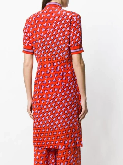 Shop Tomas Maier Printed Asymmetric Shirt Dress - Red