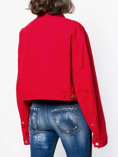 Shop Dsquared2 Cropped Denim Jacket In Red