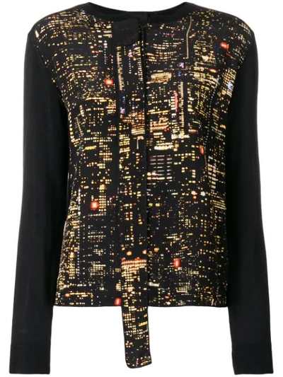 Shop Marc Jacobs Printed Front Tie Neck Cardigan In Black