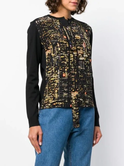 Shop Marc Jacobs Printed Front Tie Neck Cardigan In Black