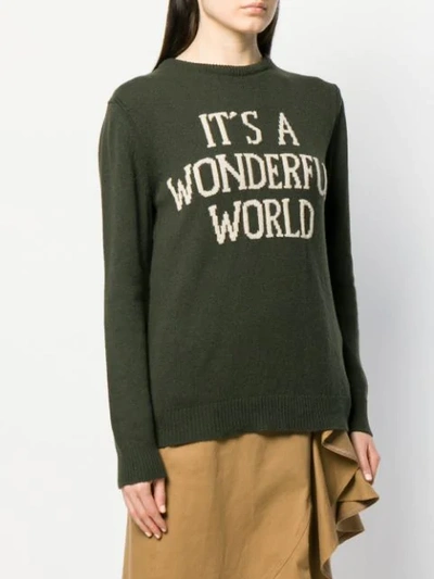 Shop Alberta Ferretti Intarsia-knit Jumper In Green