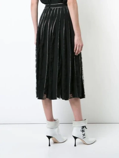 Shop Adam Lippes Crystal Embellished Pleated Skirt In Black ,metallic