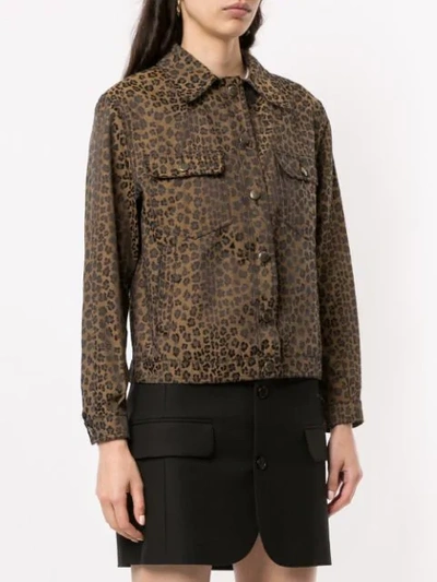 Pre-owned Fendi 1990s Leopard-print Denim Jacket In Brown