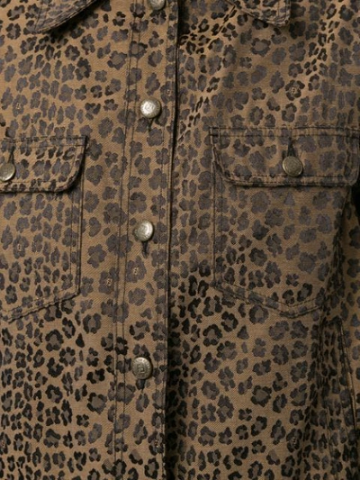 Pre-owned Fendi 1990s Leopard-print Denim Jacket In Brown