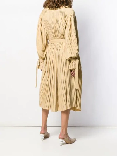 Shop Atu Body Couture Pleated Midi Dress In Neutrals