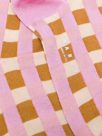 Shop Marni Squares Pattern Socks In Pink
