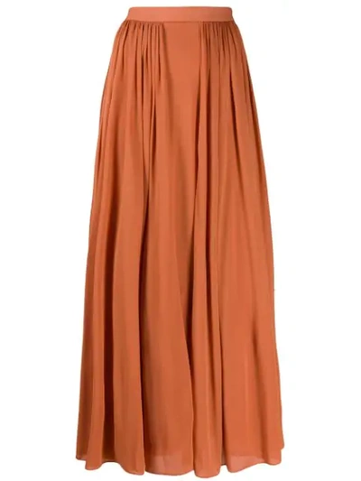 Shop Max Mara Pleated Maxi Skirt In Orange