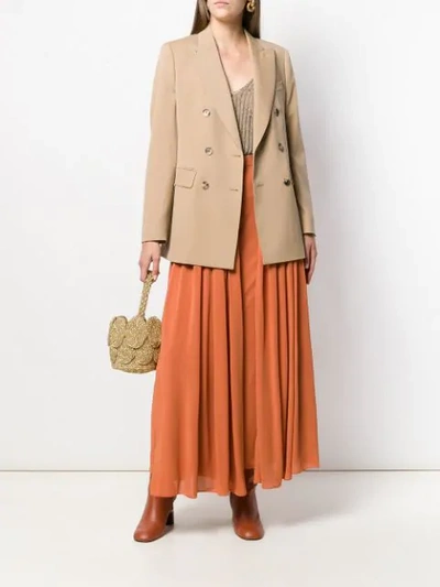 Shop Max Mara Pleated Maxi Skirt In Orange