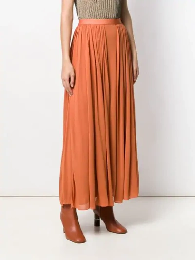 Shop Max Mara Pleated Maxi Skirt In Orange