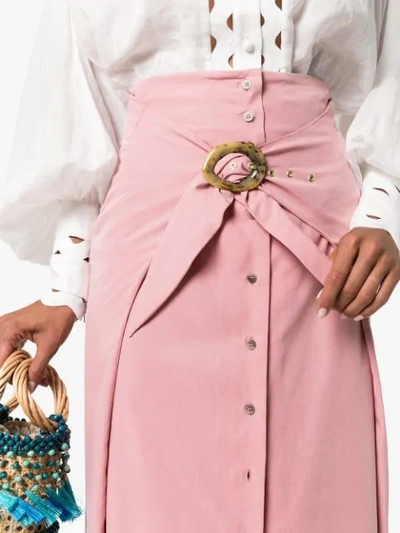 Shop Nanushka Chemia Buckled Maxi Skirt In Pink