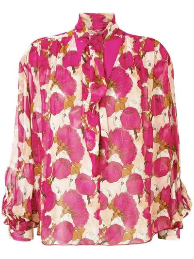 Shop Pinko Floral Print Blouse In Pink