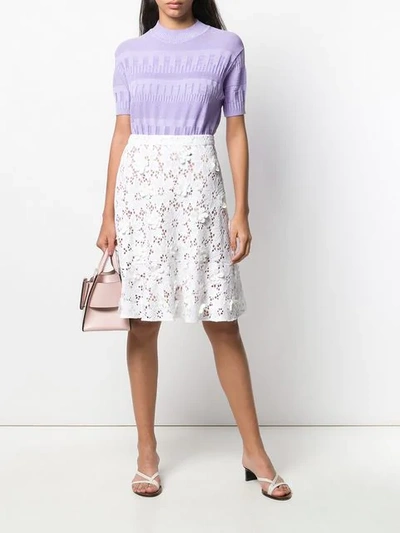 Shop Michael Michael Kors Flower Appliqué Lace Skirt - White