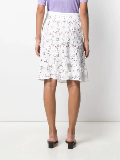 Shop Michael Michael Kors Flower Appliqué Lace Skirt - White