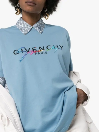 Shop Givenchy Logo Printed T-shirt In 450 Sky Blue