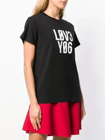 Shop Red Valentino Love You Print T-shirt In Black