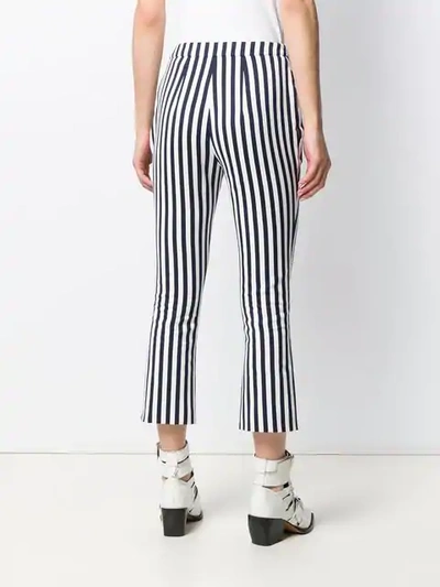 Shop Balmain Striped Cropped Trousers In Blue