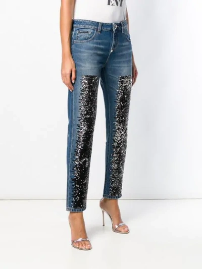 Shop Philipp Plein Glitter Skinny Jeans In Blue