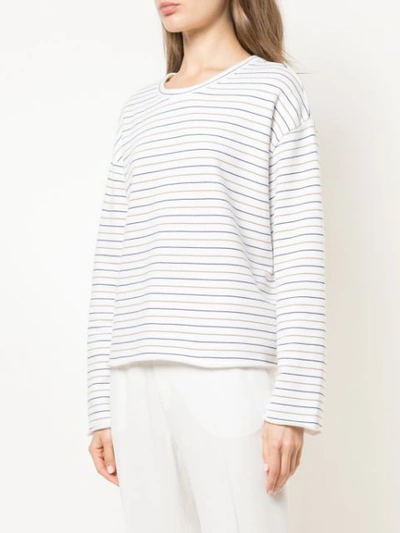 Shop Vince Striped Sweatshirt In White