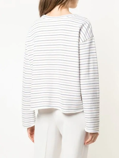 Shop Vince Striped Sweatshirt In White