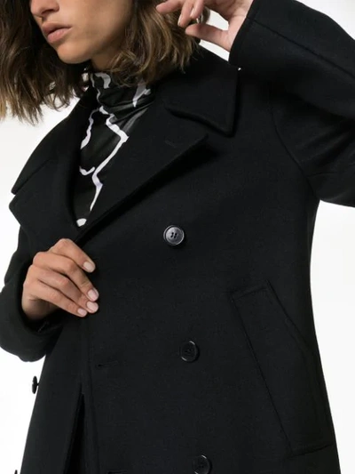 Shop Saint Laurent Double-breasted Pea Coat In Black