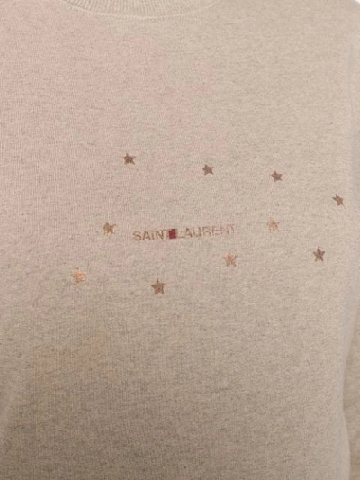 Shop Saint Laurent Stars Logo Print Sweatshirt In Neutrals