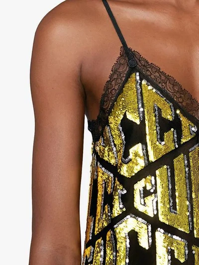 Shop Gucci Game Sequins Slip Dress In Metallic