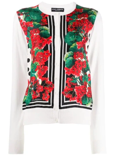 Shop Dolce & Gabbana Floral Print Cardigan In Red