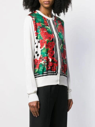 Shop Dolce & Gabbana Floral Print Cardigan In Red