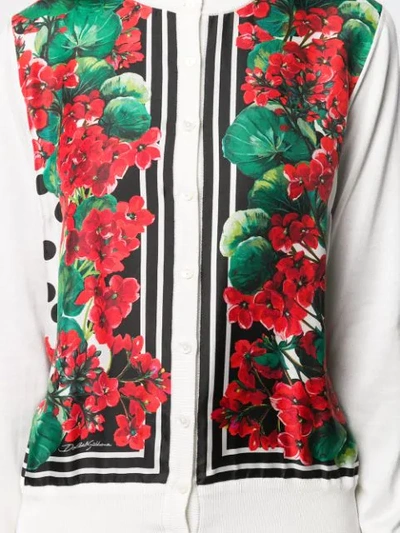 Shop Dolce & Gabbana Floral Print Cardigan In Red
