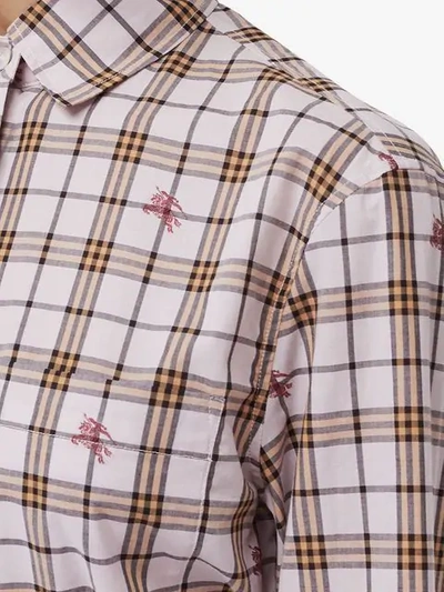 Shop Burberry Fil Coupé Check Cotton Shirt In Pink