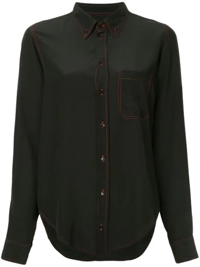 Shop Bassike Contrast Stitch Shirt - Black