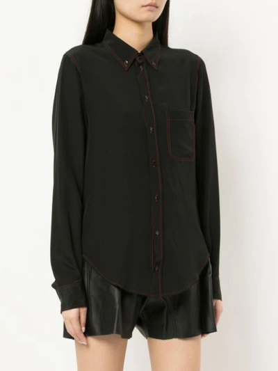 Shop Bassike Contrast Stitch Shirt - Black