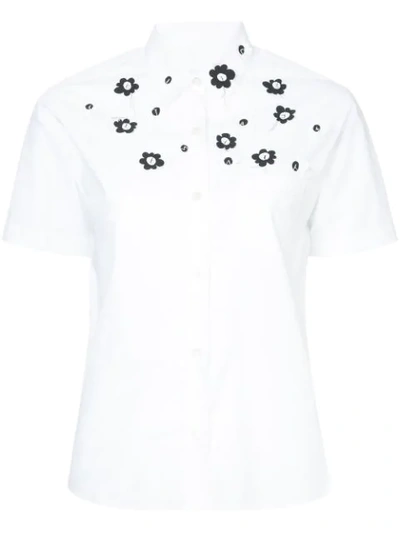Shop Jimi Roos Appliqué Flower Short Sleeve Shirt In White