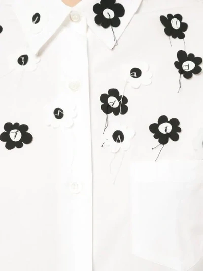 Shop Jimi Roos Appliqué Flower Short Sleeve Shirt In White
