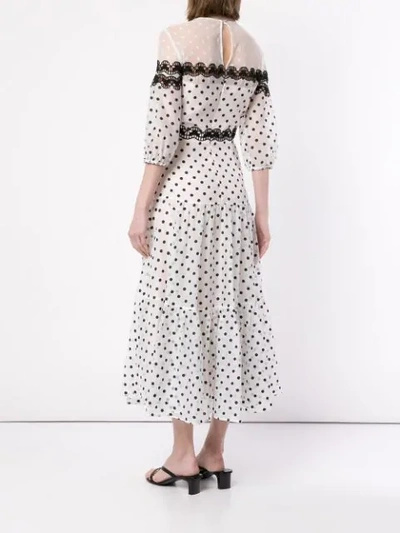 Shop Temperley London Polka Dot Midi Dress In White