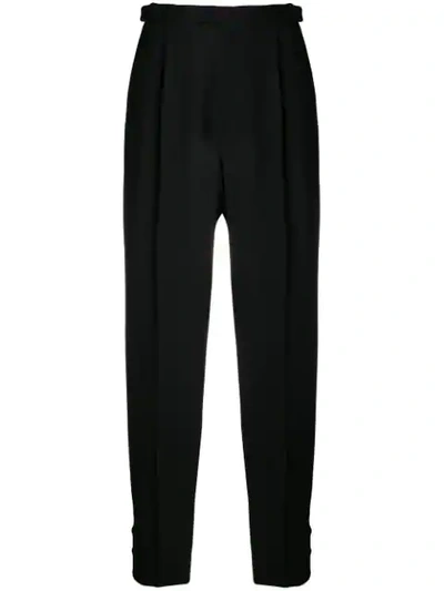 Shop Givenchy Tailored Button Detailed Trousers In Black