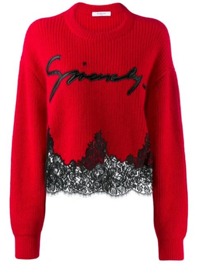 Shop Givenchy Logo Knit Jumper In Red