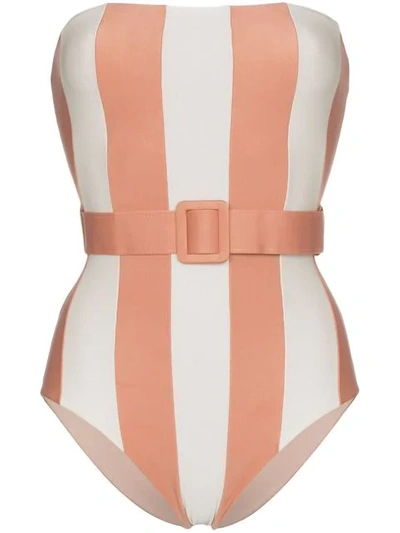 ADRIANA DEGREAS PORTO BELTED BANDEAU SWIMSUIT - 粉色