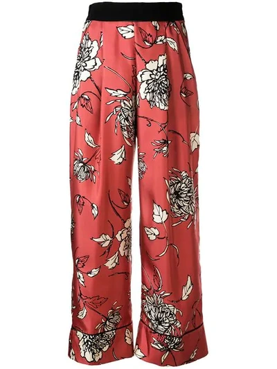 Shop Moncler Floral Print Trousers In Pink