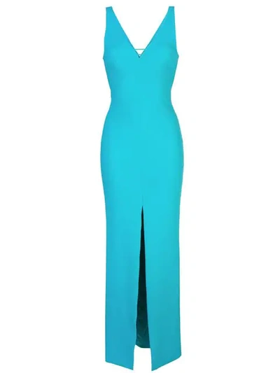 Shop Likely Plunging Neckline Gown In Blue