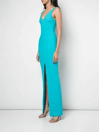 Shop Likely Plunging Neckline Gown In Blue