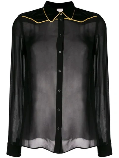 Shop Pinko Contrasting Trimmed Shirt In Black