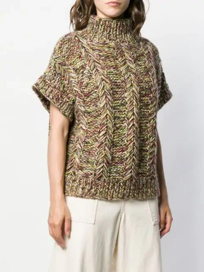 Shop Ganni Chunky Knit Sweater In Green