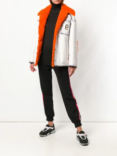 Prada Logo Patch Vintage Shearling Jacket In White